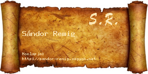 Sándor Remig névjegykártya